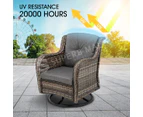 Garden Outdoor Furniture Lounge Setting 3 Pcs Patio Wicker Sofa Set Swivel Chair