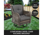 Garden Outdoor Furniture Lounge Setting 3 Pcs Patio Wicker Sofa Set Swivel Chair