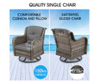 Garden Outdoor Furniture Lounge Setting 3 Pcs Patio Wicker Sofa Set Swivel Chair