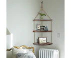 Hanging Corner Shelf 3 Tier Rustic Wood Floating Organiser Displays Storage Rack