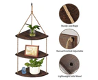 Hanging Corner Shelf 3 Tier Rustic Wood Floating Organiser Displays Storage Rack