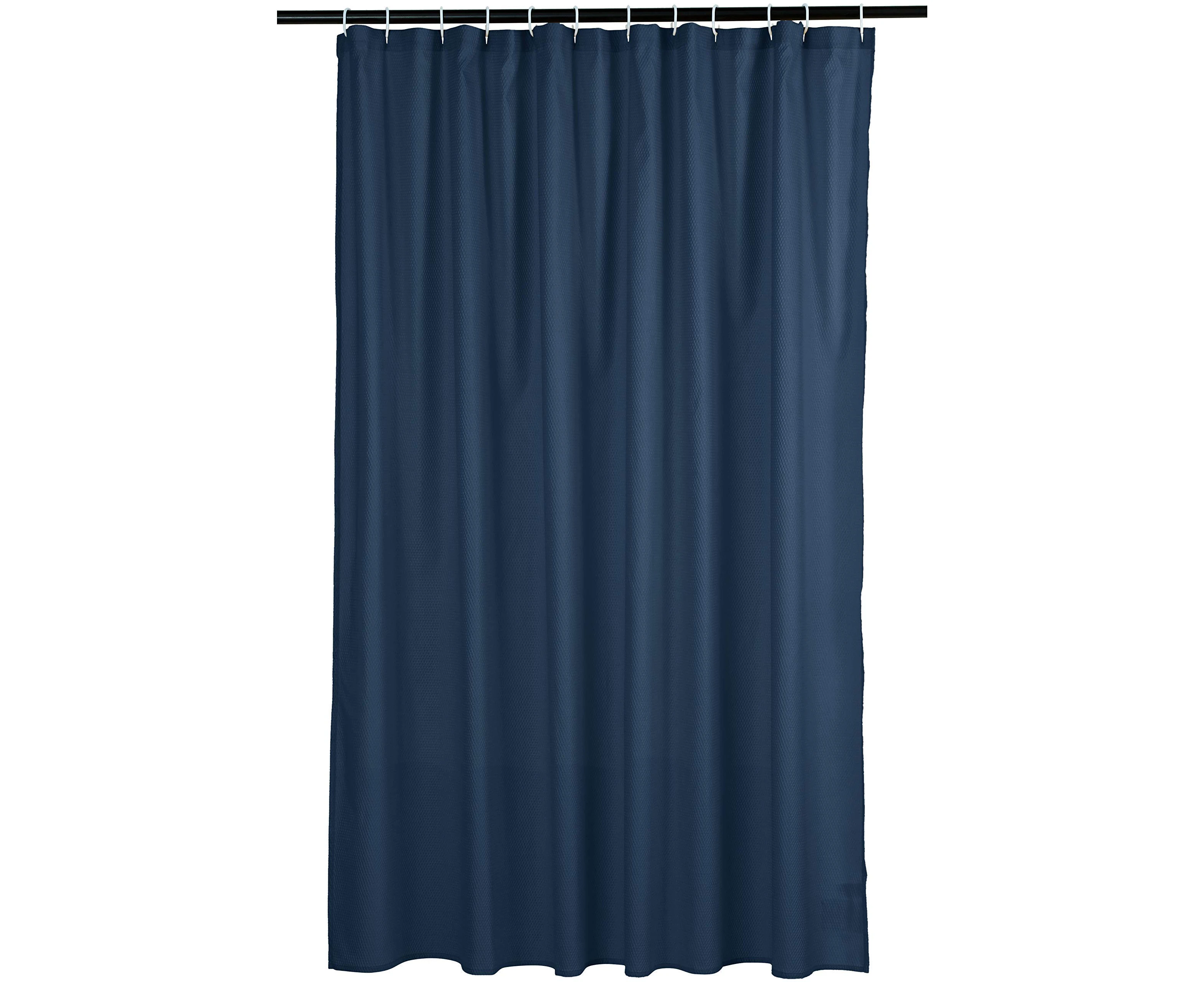 180x200cm Extra Long Shower Curtain Waterproof Fabric Bathroom Curtains With Hooks-Blue