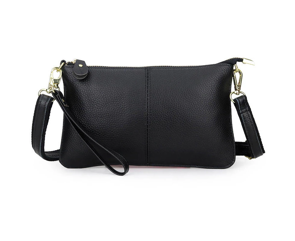 Nevenka Leather Clutch Small Envelope Crossbody Bags for Women-Black