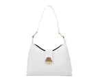 Fashion Exquisite Shopping Bag Women Retro Handbags Solid Color Travel Simple Pu Leather Shoulder Underarm Bags (White)