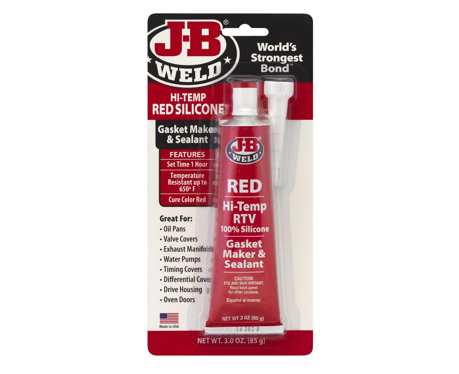 J-B WELD HI TEMP RED SILICONE - GASKET MAKER - TEMP RESISTANT UP TO 6500 , 85g