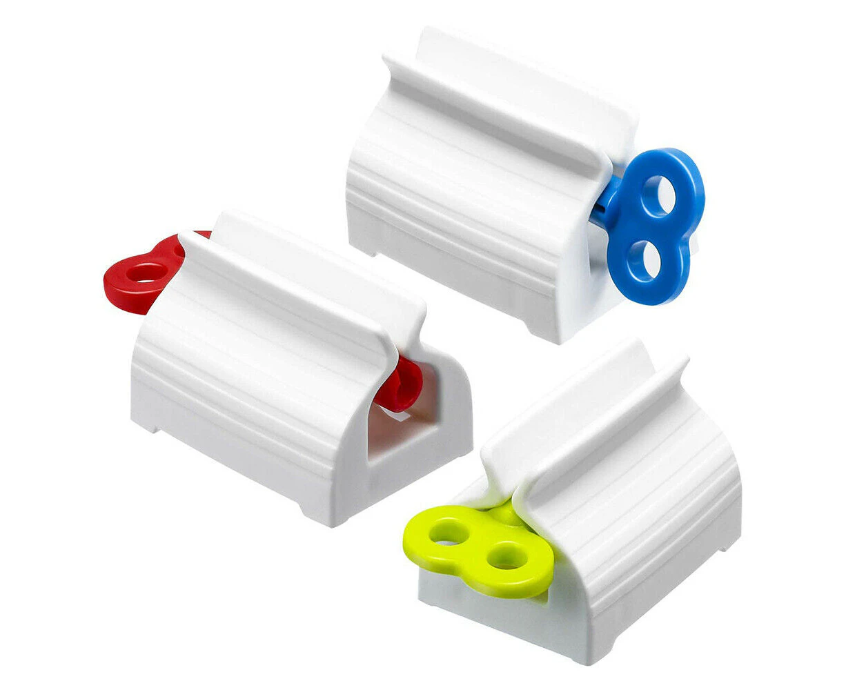 3x Toothpaste Squeezer Bathroom Tube Easy Stand Dispenser Rolling Holder Seat AU - Blue + Green + Red