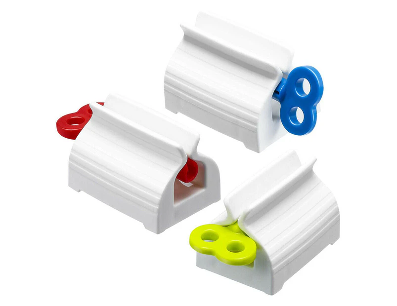 3x Toothpaste Squeezer Bathroom Tube Easy Stand Dispenser Rolling Holder Seat AU - Blue + Green + Red