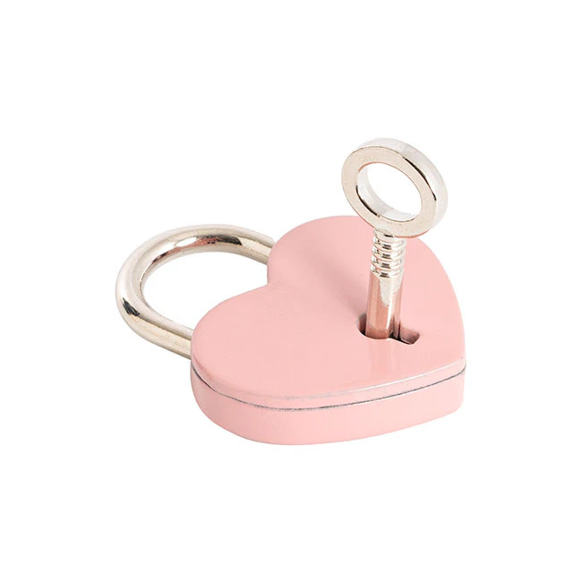 Pink Heart Padlock with Key Love Shape Lock For Wishing Well Luggage Suitcase