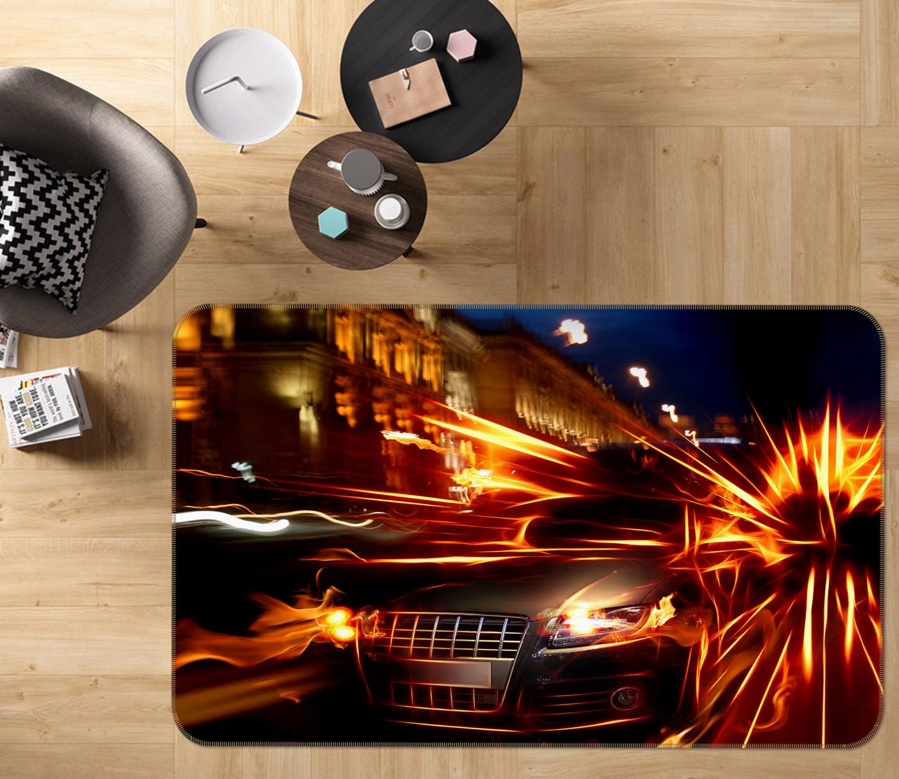 3D Car Light Shadow 42111 Vehicle Game Non Slip Rug Mat Photo Carpet