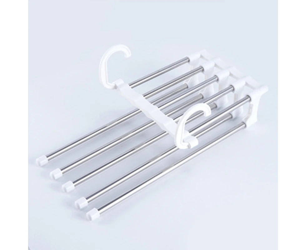 White Pants Rack Stainless Steel Wardrobe Magic Clothes Hanger