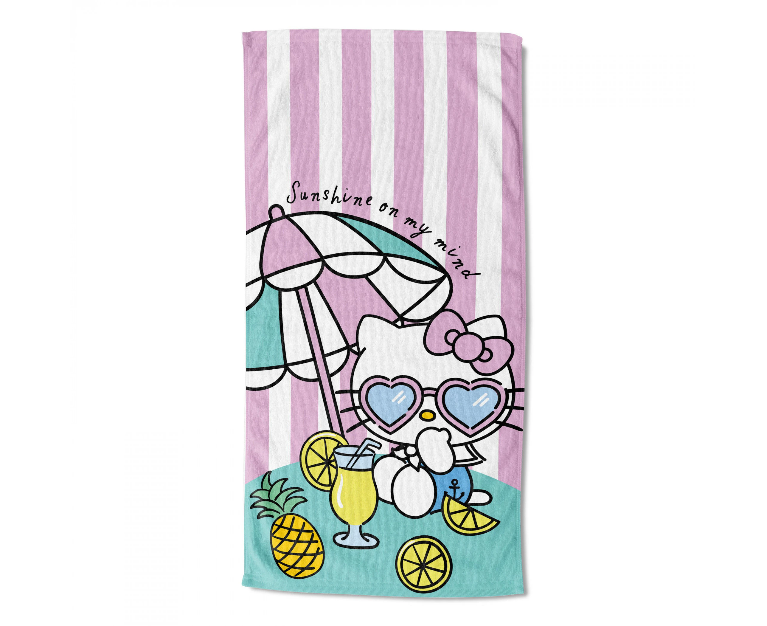 Hello Kitty Umbrella Drink Kawaii 30"x60" Beach Towel