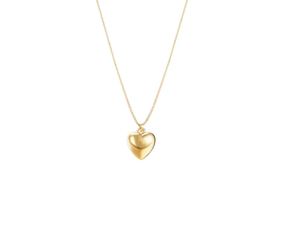 Beakey Layered Heart Pendant Necklace Diamond Clavicle Chain for Women-Gold