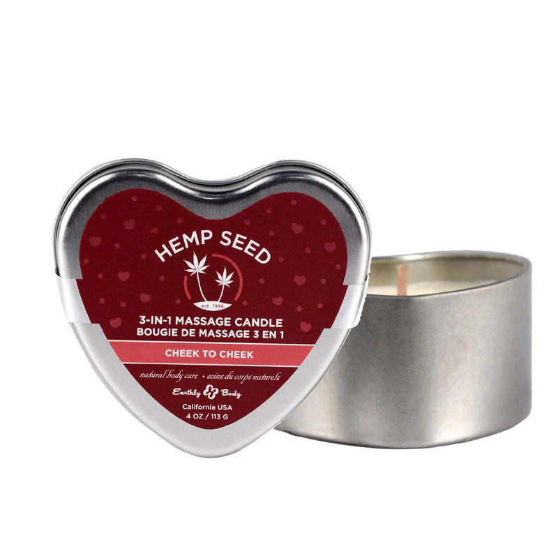 Hemp Seed 3 In 1 Massage Heart Candle - Cheek-to-cheek (citrus, Moonflower, Cedar Musk & White Sugar Sand Scented) - 113g