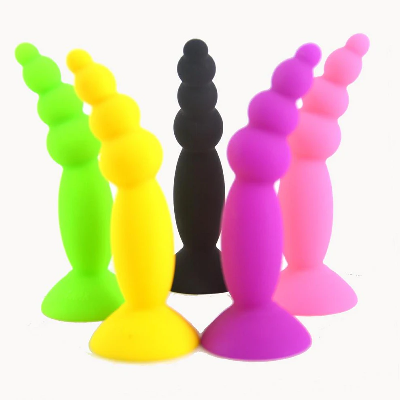 Anal Balls & Beads Colourful Silicone Butt Plug Beads Suction Cup Anal Trainer Beginners