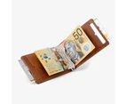 Slim Line - Men's Money clip slim leather wallet - Coffee Brown 2 Tone
