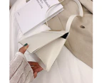 Fashion Solid Color Handbag Totes Women PU Leather Casual Travel Shoulder Underarm Purse Portable Top-handle Bags (White)