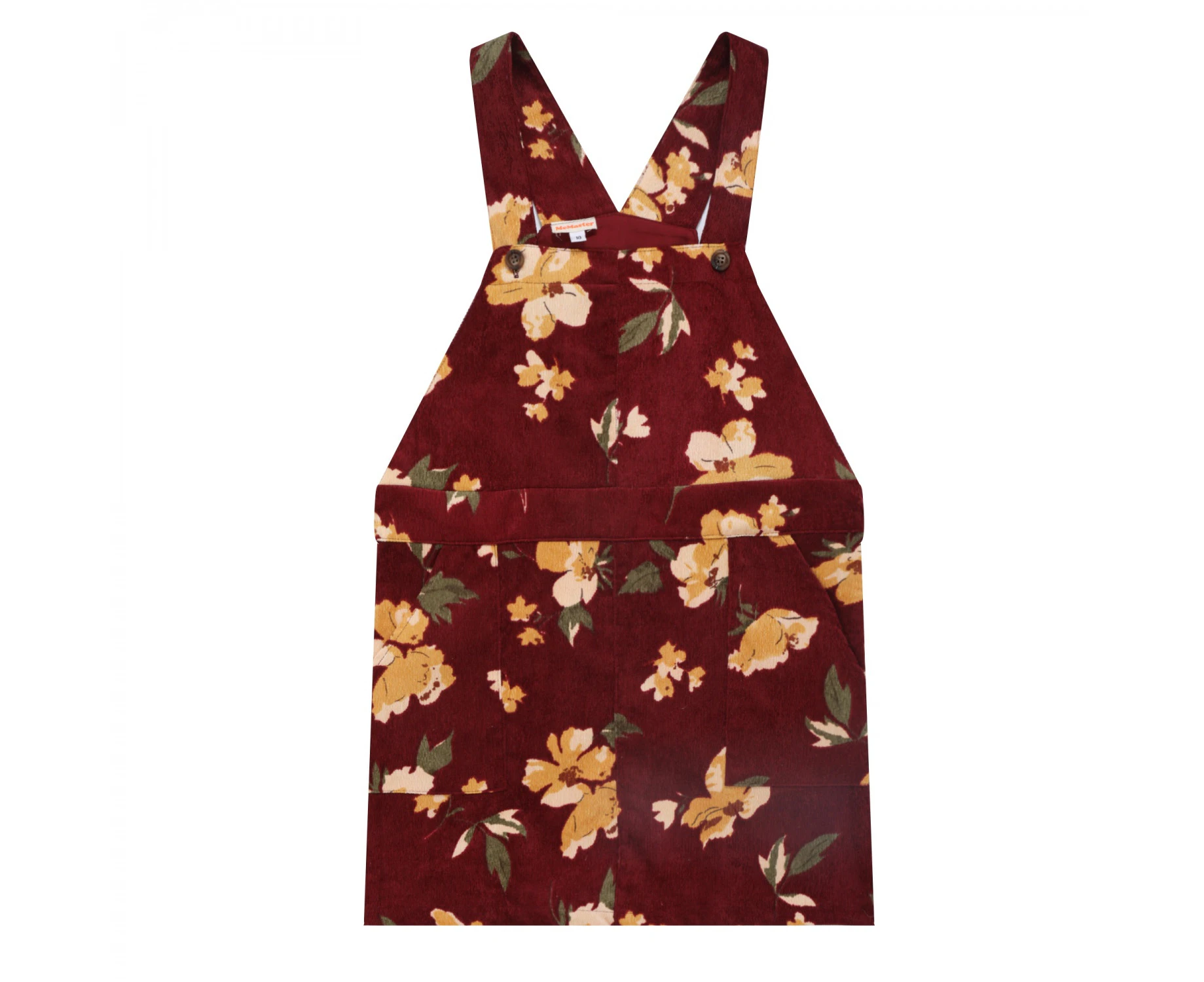 OLDER GIRLS FLORAL CORDUROY PINAFORE DRESS