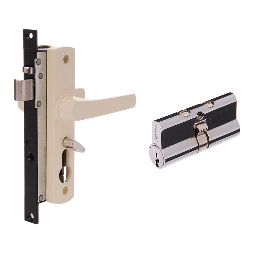 Whitco Security Screen Door Lock Handle Tasman MK2 Primrose with C4 Cylinder W892119