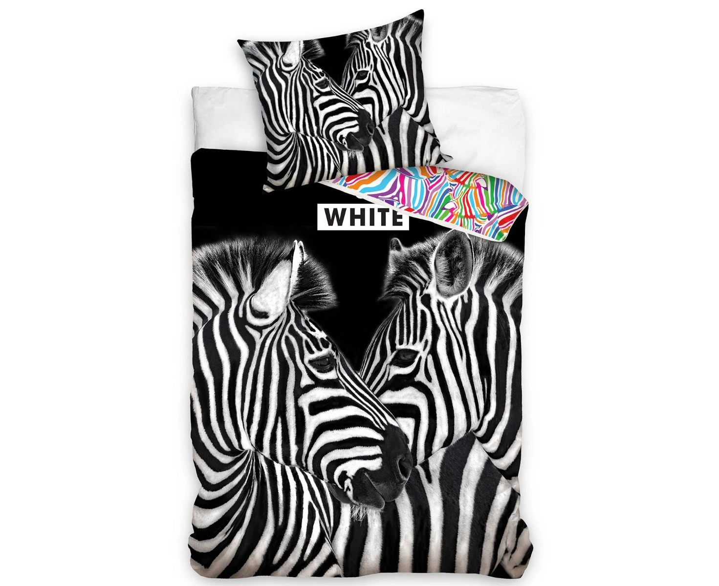 Zebras Single 100&#37; Cotton Duvet Cover Set - European Size