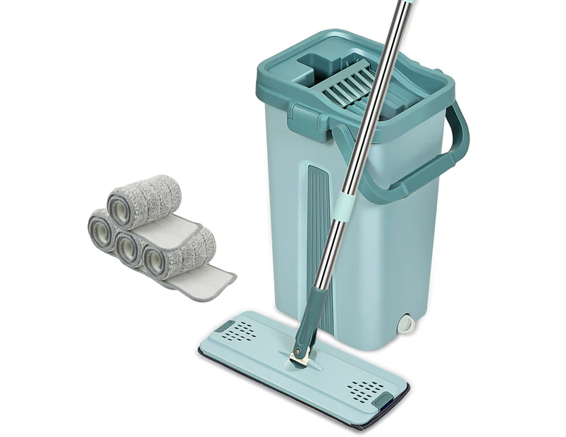 Self Cleaning Mop Bucket Hands Free 360 Rotating Wash - Green