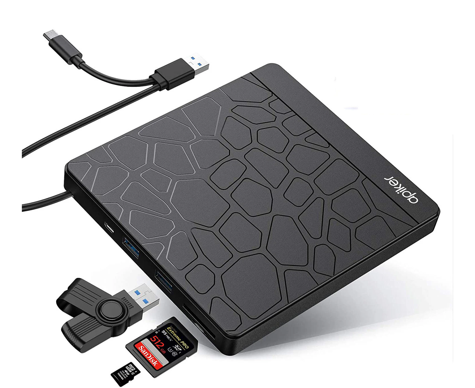 External DVD Drive, USB3.0 CD DVD +/-RW Burner for Laptops, Optical Drive with SD Slot