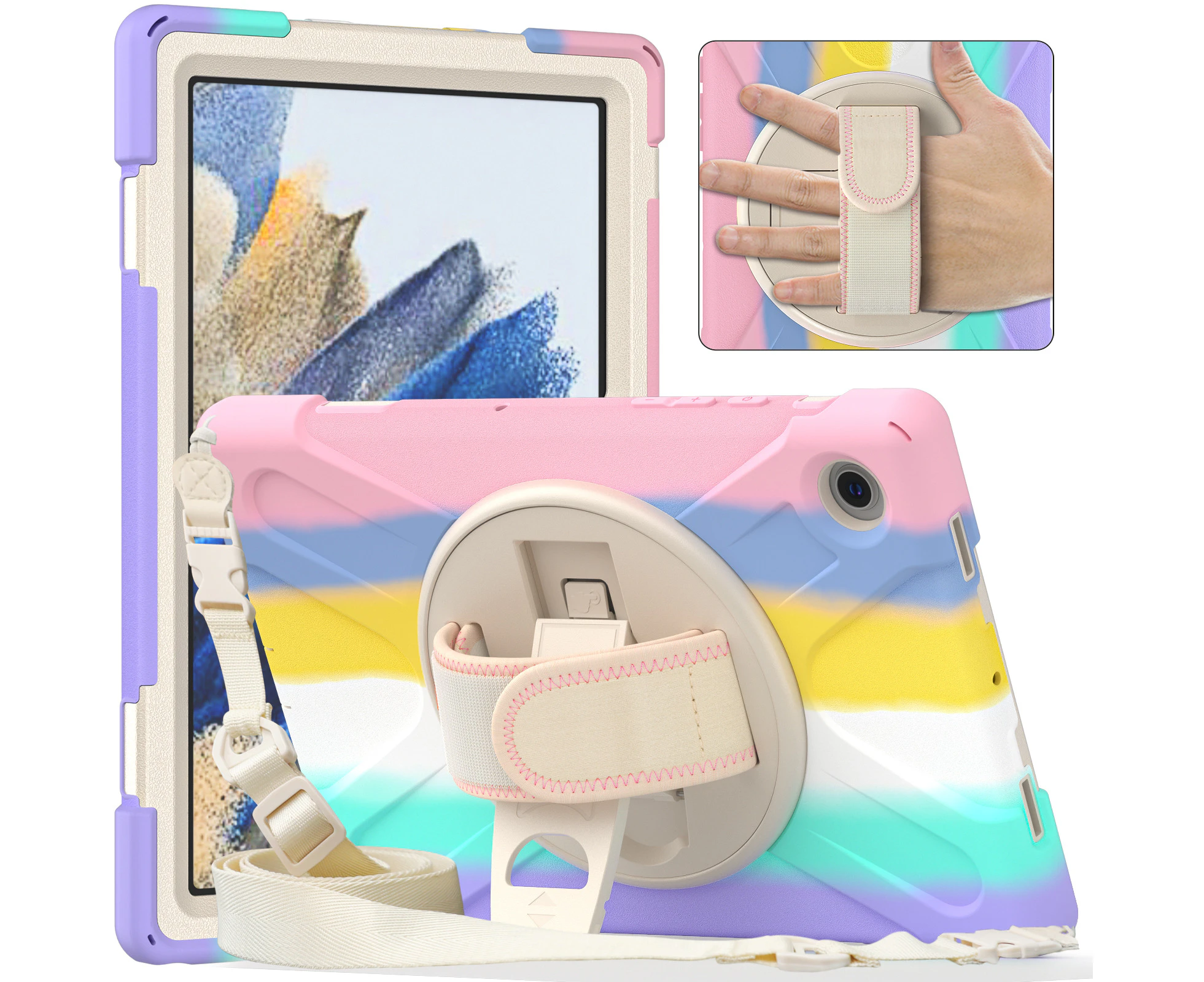 HUYU Heavy Duty Shockproof Protection Cover for Galaxy Tab A8 10.5'' 2022 (SM-X200/X205)-Pink