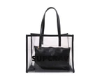 Fashion Shoulder Bags Women Composite Bags Pure Color Pouch Transparent Shoulder Shopping Bag for Women (black)