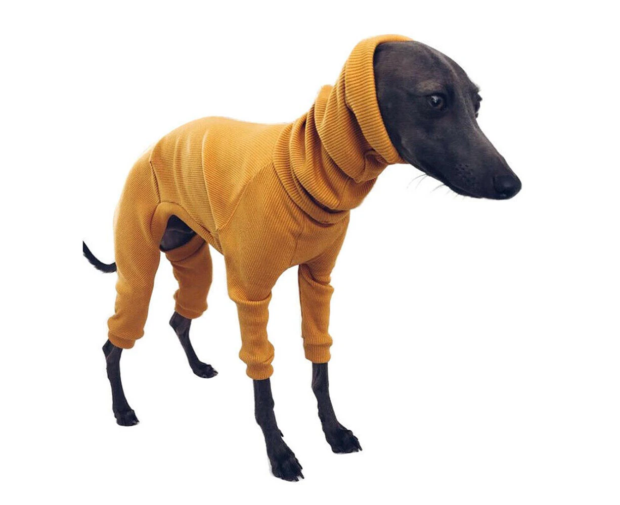 sunwoif Pet Dog Winter Plain Clothes Coat Tight Jacket Hooded Thermal Jumper Sweater - Yellow