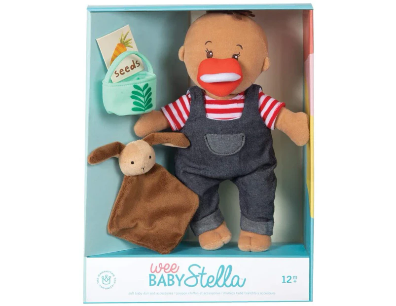 Wee Baby Stella Tiny Farmer Set Beige Soft Baby Doll