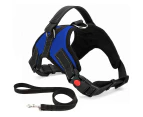 Pet Dog Harness Leash Set Adjustable Dog Harness Walking Harness-L-Navy Blue