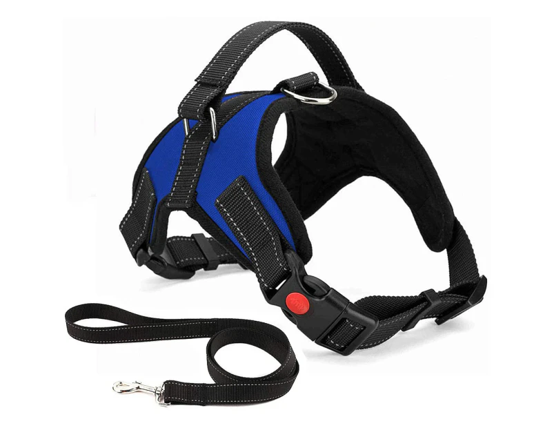 Pet Dog Harness Leash Set Adjustable Dog Harness Walking Harness-L-Navy Blue