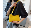 Fashion Women PU Leather Solid Color Underarm Shoulder Bag Casual Ladies Woven Strap Small Handbags (yellow)