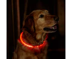 Light-Up Pet Dog Collars USB Rechargeable Pet Collar Adjustable Size Pet Collar Red - Large