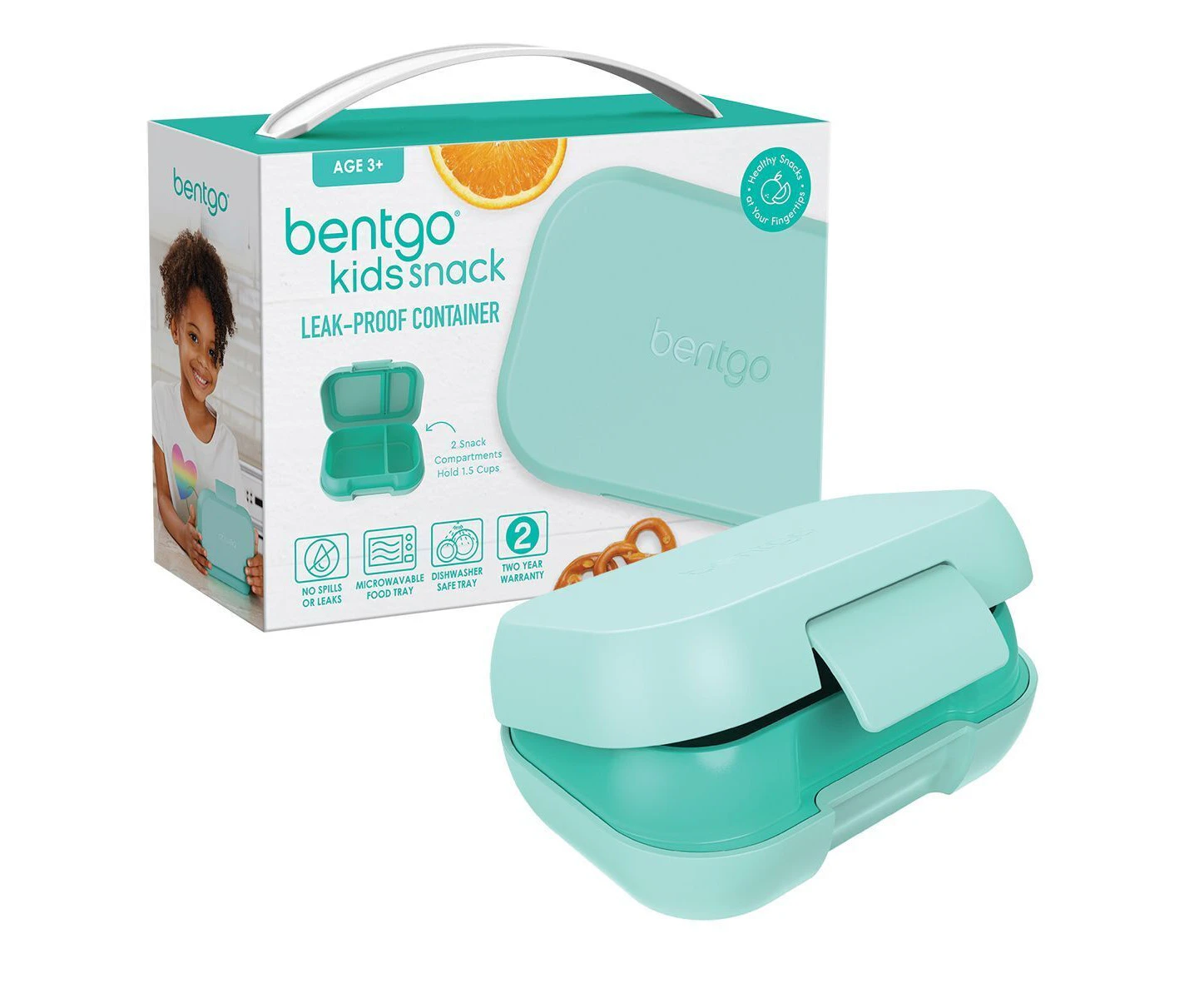 Bentgo Kids Snack Chill Leak-Proof New Bento Food Container School Picnic Aqua