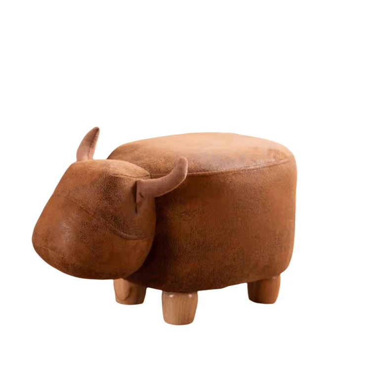 Kids Ottoman Foot Shoes Stool Cow Chair Rest Seat AU Stock -  Small Light Brown Cow