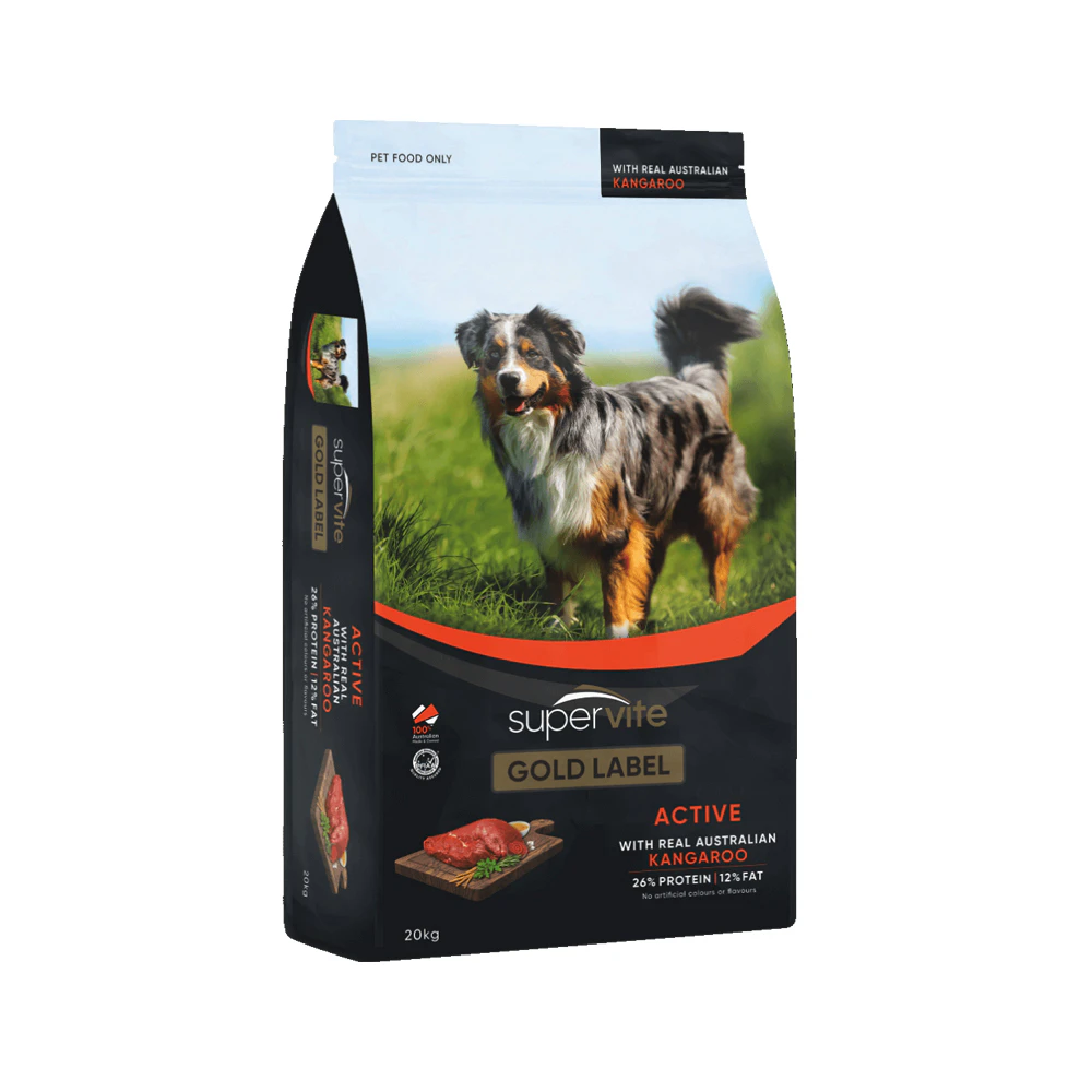 Super Vite Adult Gold Label Dry Dog Food Active w/ Australian Kangaroo 7.5kg