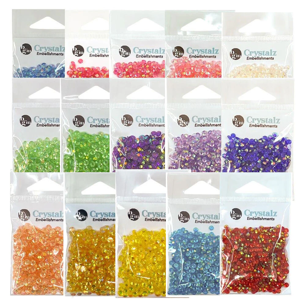 Buttons Galore Crystalz Clear Flat Back Gems Bundle