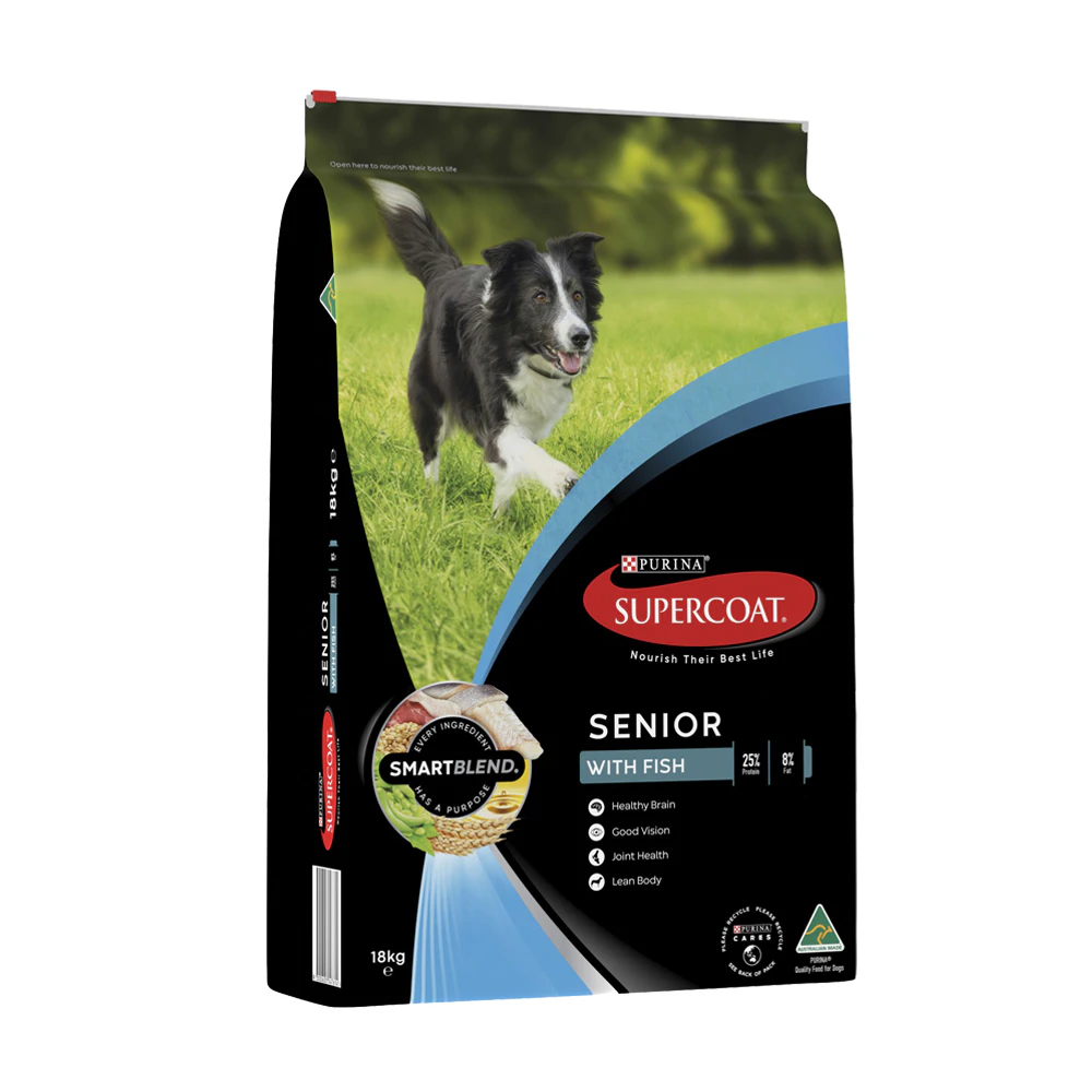 Supercoat Adult SmartBlend Senior Dry Dog Food w/ Real Fish 18kg