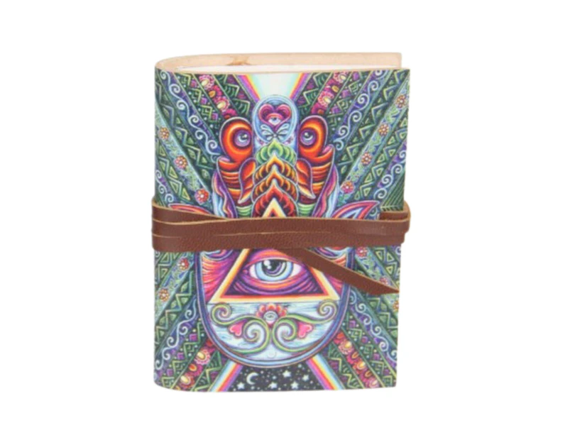 Trippy Hamsa Pocket Journal Leather 10cm Mystic Design Spell Book (4x3")