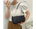 Fashion Women PU Leather Pearl Shoulder Underarm Bag Casual Ladies Solid Color Small Handbags (black)