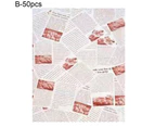 50Pcs Sandwich Wrapper Grease-proof Foldable Rectangle Shape English Letters Food Basket Liner Baking Tools -B