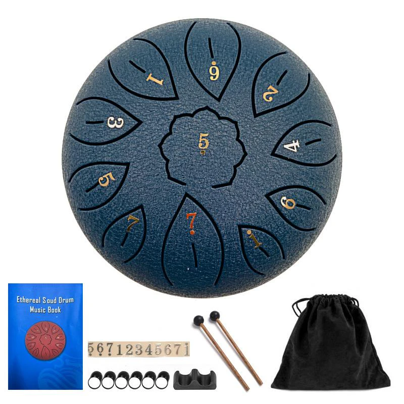 11 Tone 6 Inch C Steel Tongue Drum Percussion Musical Instruments - Blue