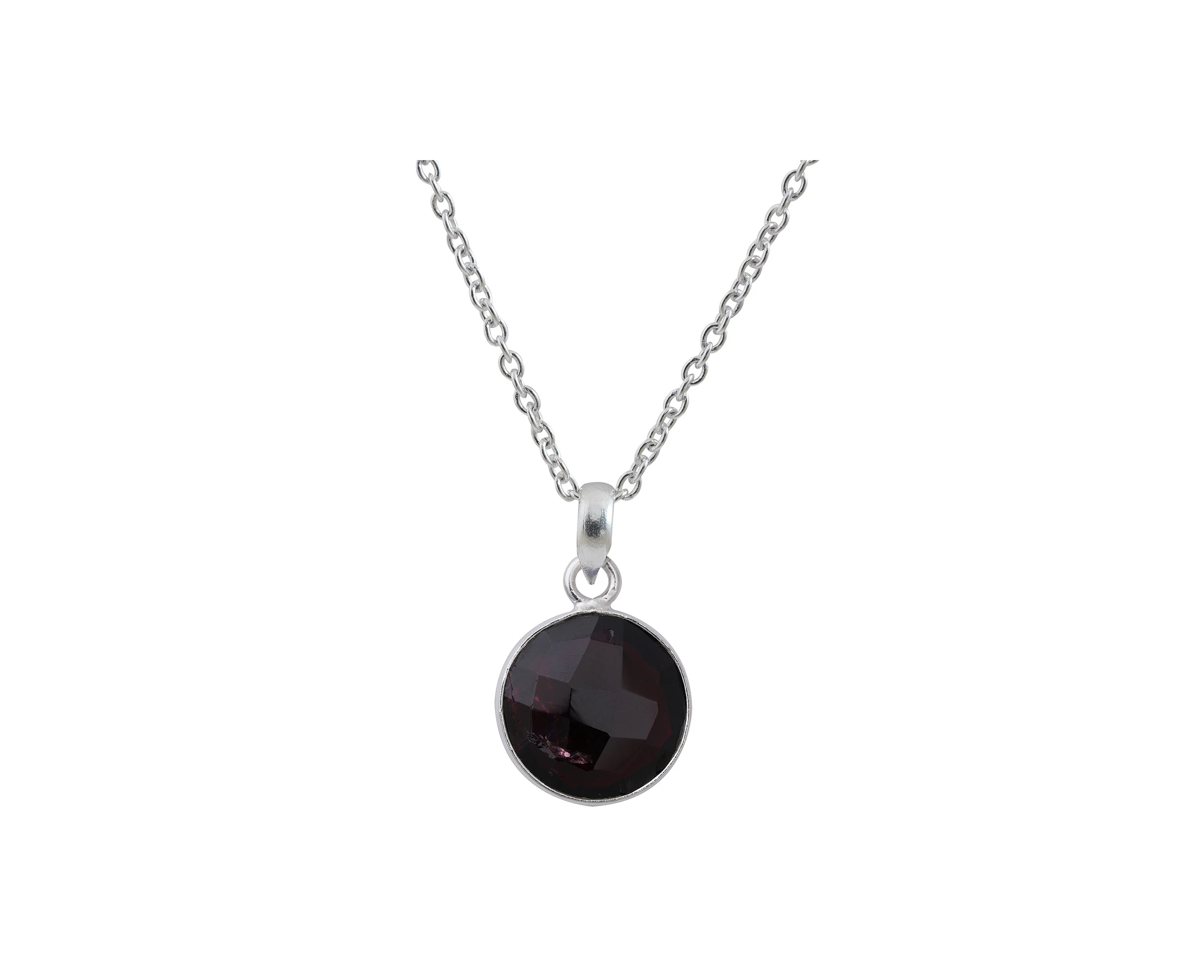 Garnet Pendant in round shape for Men handmade in Silver 925