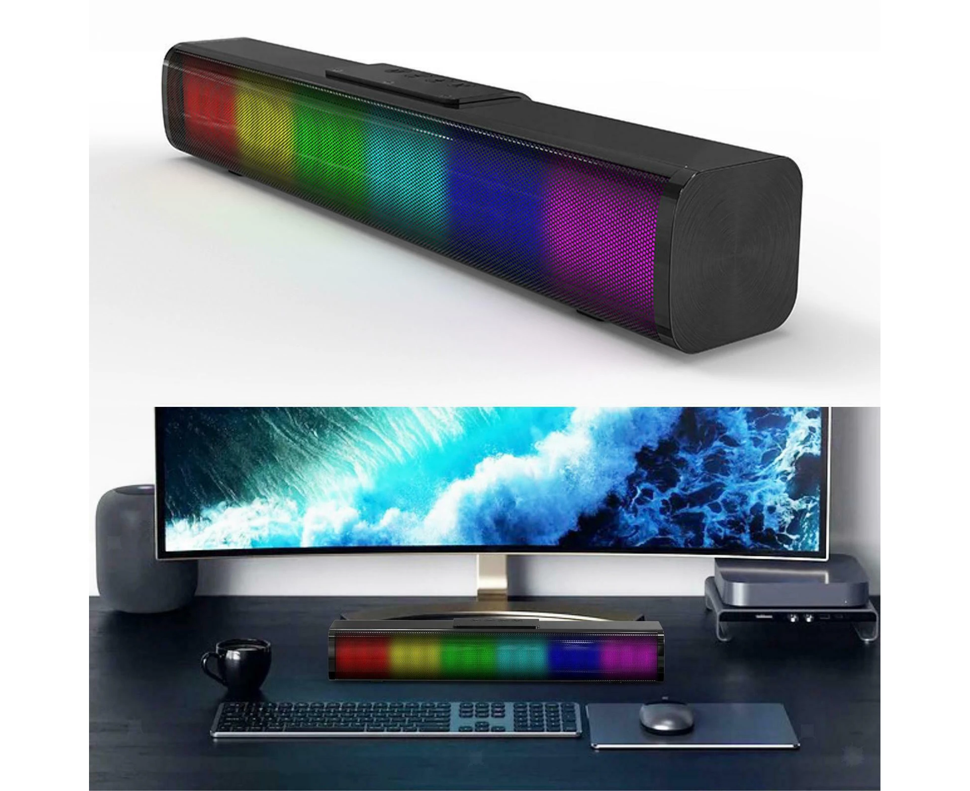 Wireless Bluetooth Speaker Pickup Rhythm Light with HD Sound for Cellphone