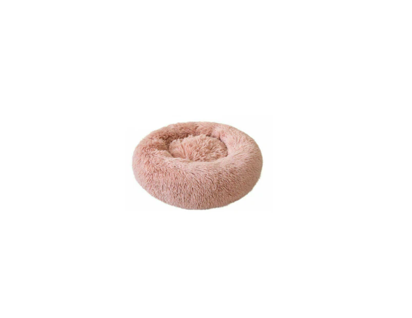 Dog Cat Pet Calming Bed Warm Soft Plush Round Nest Comfy Sleeping Kennel Cave [Colour: PINK] [Size: 80CM]