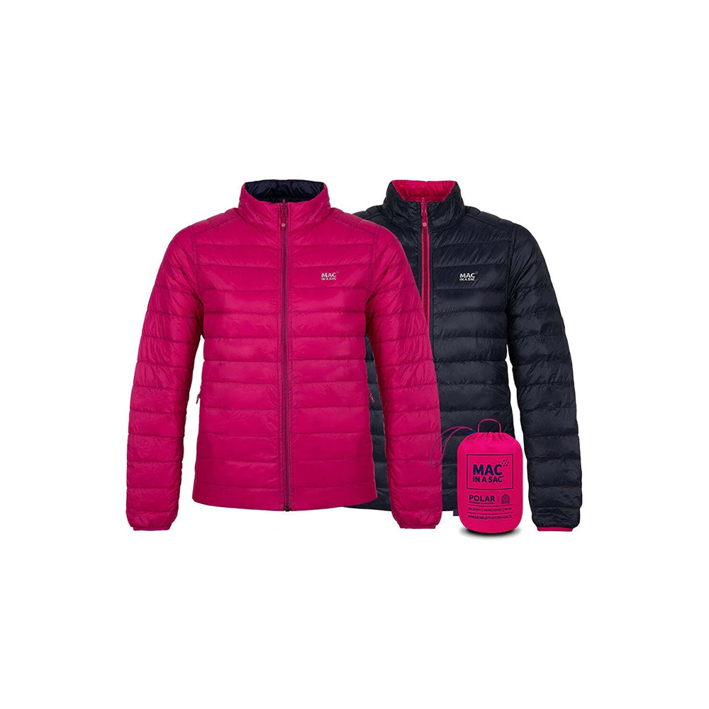 Mac In A Sac Packable Adult Ladies Polar Down Reversible Jacket Fuchsia/Navy - Fuchsia/Navy