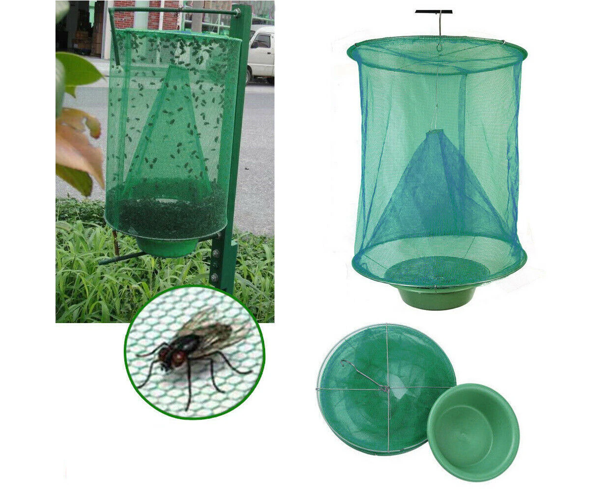 Reusable Fly Trap Insect Killer Net Cage Trap Outdoor Ranch Pest Hanging Catcher