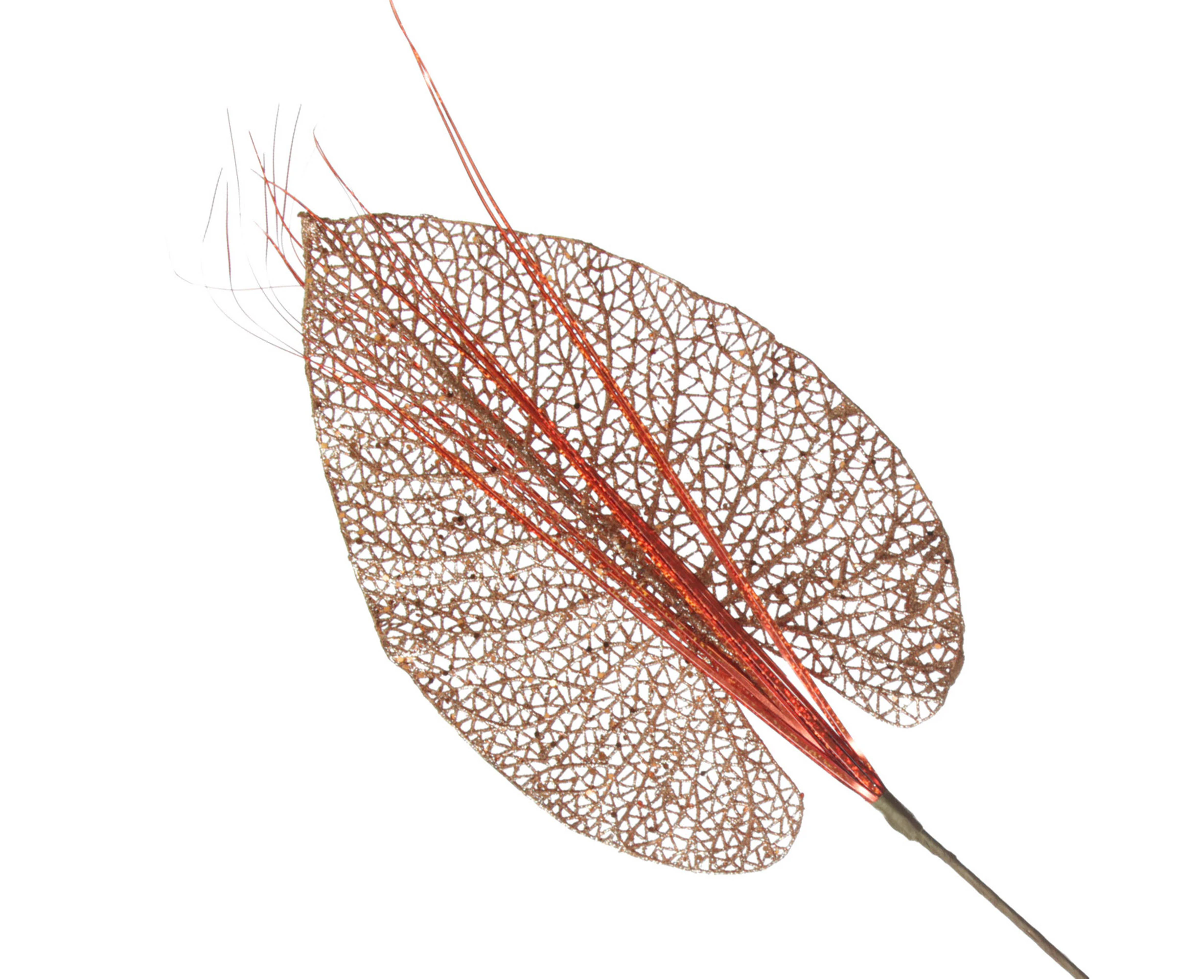 Copper Glitter Mesh Philodendron Leaf Pick