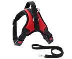 Pet Dog Harness Leash Set Adjustable Dog Harness Walking Harness-XL-Red