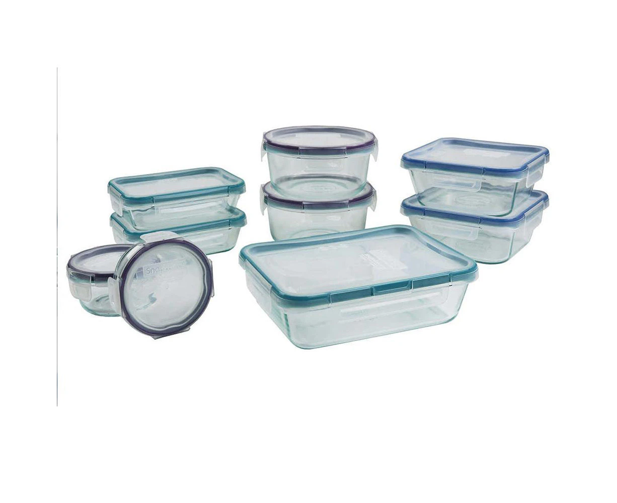 Snapware Pure Pyrex 18-Piece Glass Food Storage Set, 2.6, Clear